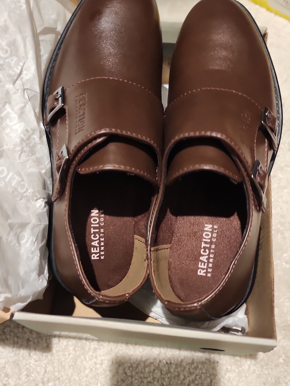 Reaction Kenneth Cole Brown Double Monk Strap Dress Shoes For Big Boy
